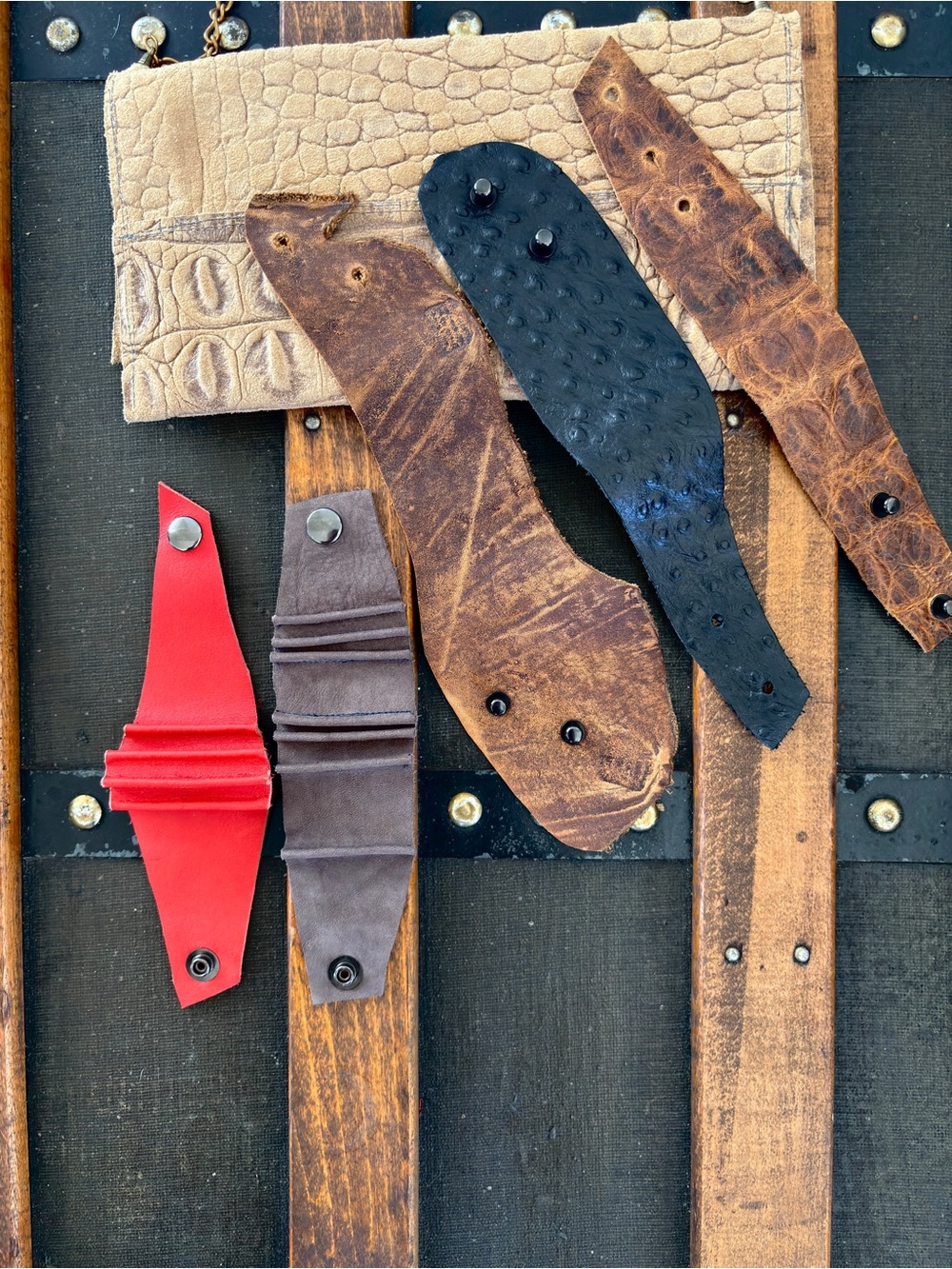 Crocodile Bracelet & Suede Cuffs 5pc by Gilbert & Leona